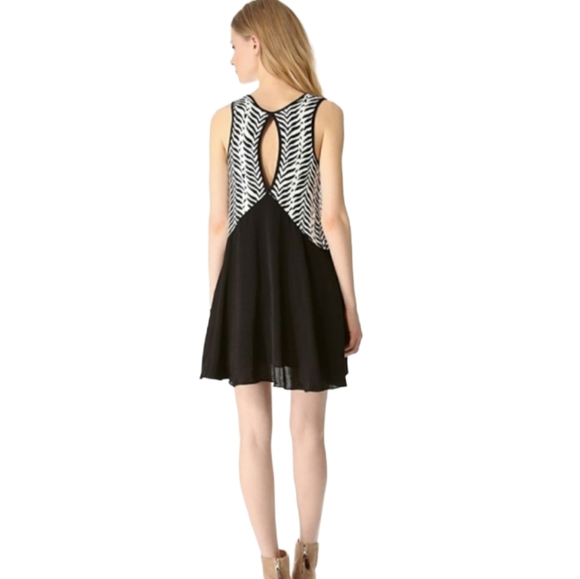 4. Free People Walk in the Park white and black print back cutout minidress - Picture 4 of 16